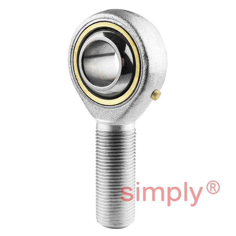 Budget POS18C Right Hand Steel / Bronze Lined Maintenance Required Plain Male Rod End 18mm Bore M18x1.5 Thread