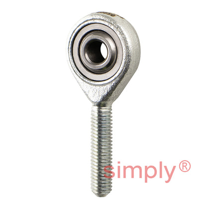 Budget POS5L Left Hand Steel / PTFE Lined Plain Male Rod End 5mm Bore M5x0.8 Thread