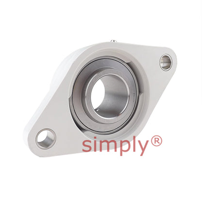 RHP PSFT20CR Thermo Plastic Two Bolt Oval Flange Housing with 20mm Bore Stainless Insert - Allow 2-3 Days