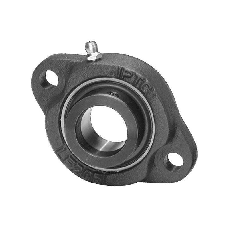 SBLF206 Metric Two Bolt Cast Iron Oval Housing with 30mm Bore Grub Screw Insert