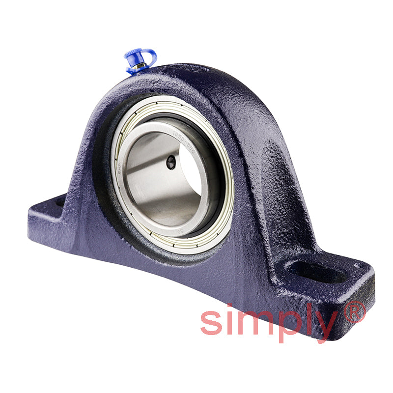 RHP SL50 Two Bolt Cast Iron Pillow Block and 50mm Bore Grub Screw Full Width Insert