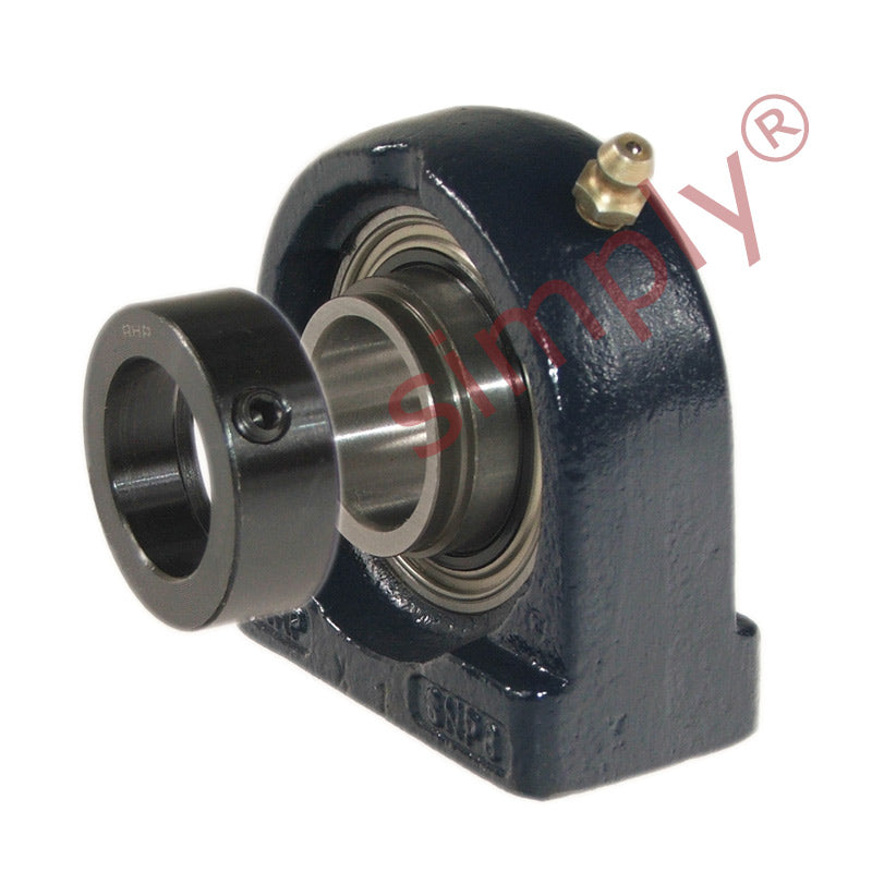 RHP SNP1-1/4EC Threaded Base Small Footprint Pillow / Plummer Block and 1-1/4 inch Bore Flat Back Collar Insert