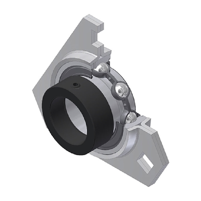 SNR ESPFT205 Metric Pressed Steel 3 Bolt Triangle Flange Housing with 25mm Bore Eccentric Collar Insert - Allow 2-3 Days