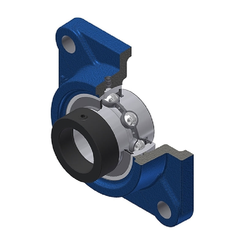 SNR EXF318 Metric Four Bolt Square Cast Iron Flange Housing with 90mm Bore Eccentric Collar Insert - Allow 2-3 Days
