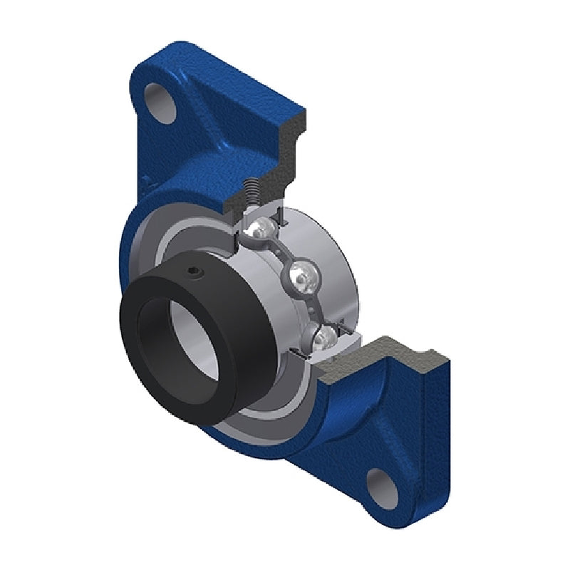 SNR EXF205N Metric Four Bolt Square Cast Iron Flange Housing with 25mm Bore Eccentric Collar Insert - Allow 2-3 Days
