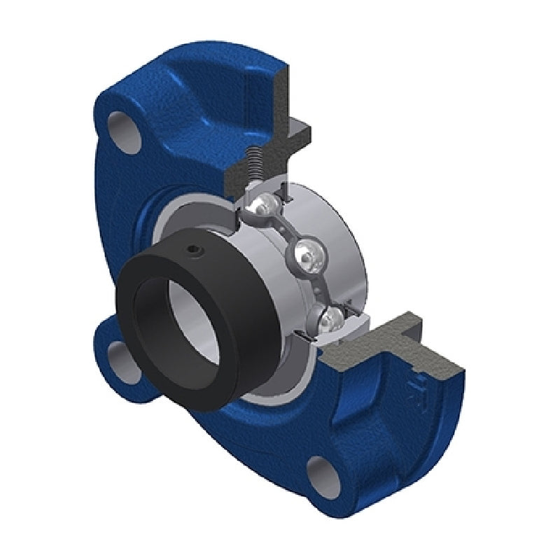 SNR EXFC205 Metric Four Bolt Cast Iron Round Flanged Housing with 25mm Eccentric Collar Insert - Allow 2-3 Days