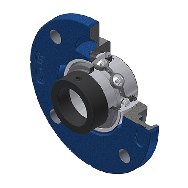 SNR EXFCE210L3 Metric Four Bolt Cast Iron Round Flanged Housing with 50mm Eccentric Collar Insert with Triple Lip Seal - Allow 2-3 Days