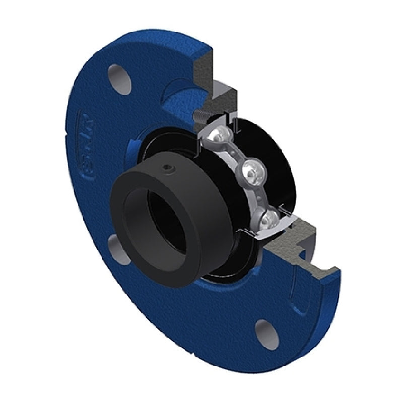SNR EXFCE204T20 Metric Four Bolt Cast Iron Round Flanged Housing with 20mm Eccentric Collar Insert Wide Temperature Version - Allow 2-3 Days