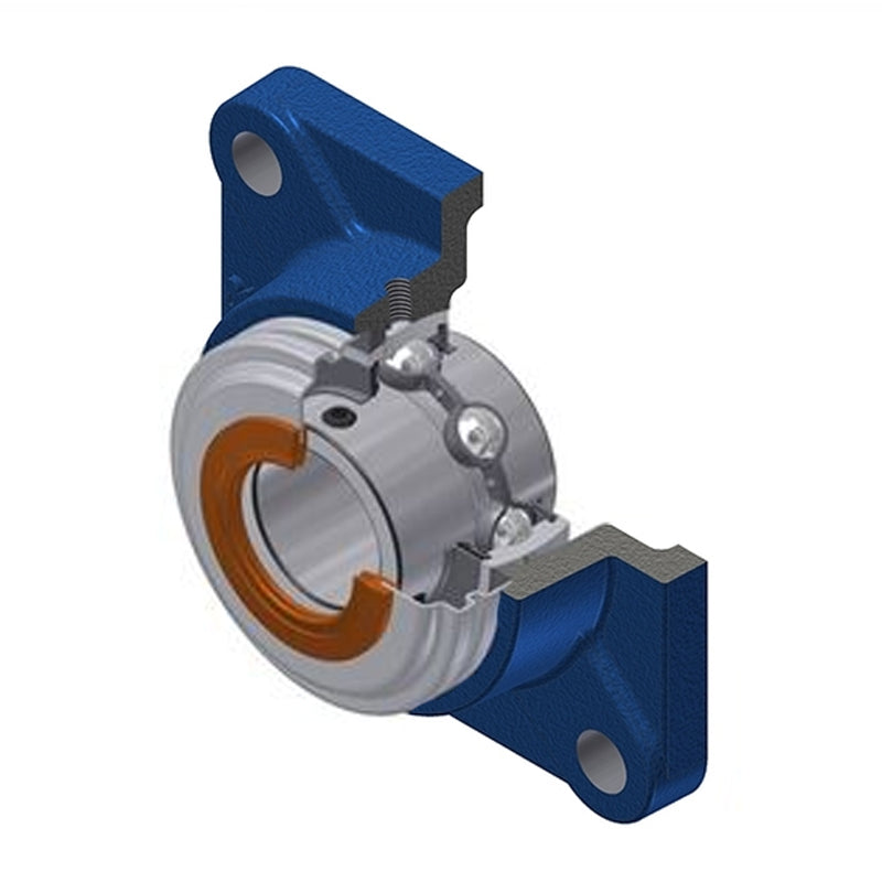 SNR UCF207-20CC Imperial Four Bolt Square Cast Iron Flange Housing with 1-1/4 inch Bore Insert with Narrow Steel Plate Cover - Closed Version - Allow 2-3 Days