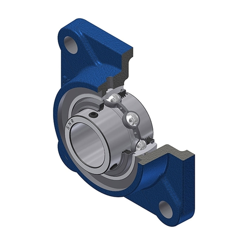 SNR UCF204NL3 Metric Four Bolt Square Cast Iron Flange Housing with 20mm Bore Insert with Triple Lip Seal - Allow 2-3 Days