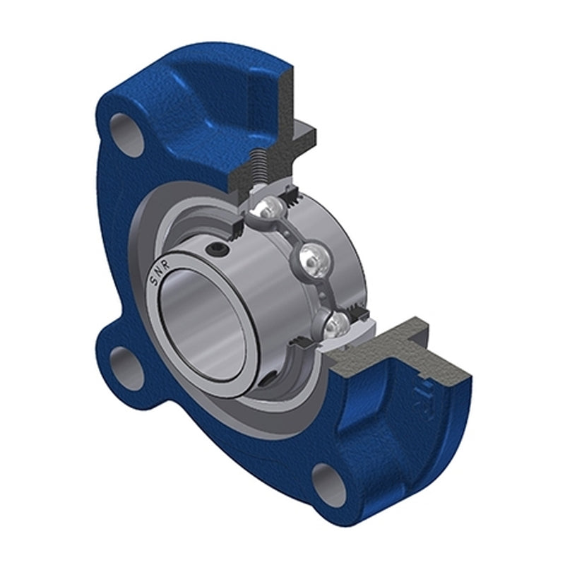 SNR UCFC205NL3 Metric Four Bolt Cast Iron Round Flanged Housing with 25mm Insert with Triple Lip Seal - Allow 2-3 Days