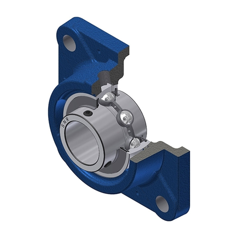 SNR UCFE201 Metric Four Bolt Square Cast Iron Flange Housing with 12mm Bore Insert - Allow 2-3 Days