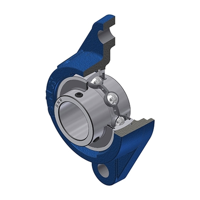 SNR UCFLE202 Metric Two Bolt Oval Cast Iron Flange Housing with 15mm Bore Insert - Allow 2-3 Days