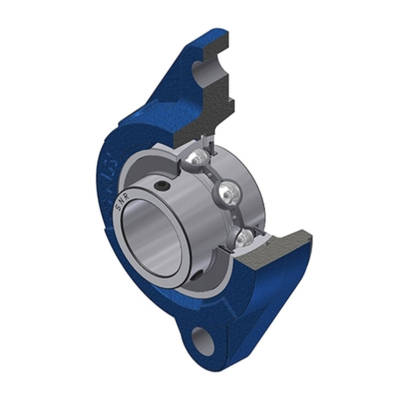 SNR UCFLZ208 Metric Two Bolt Oval Cast Iron Flange Housing with 40mm Bore Insert - Allow 2-3 Days