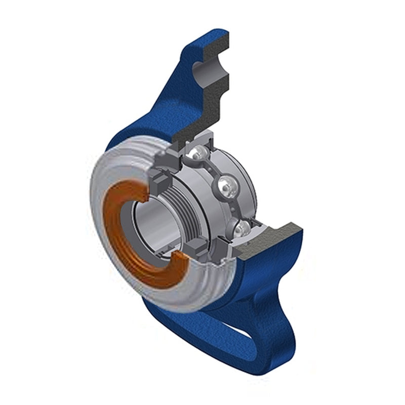 SNR UKFA207HCC Metric Cast Iron Adjustable Flange Housing with Narrow Steel Plate Cover - Closed Version - Insert and Adaptor Sleeve Fits 30mm Shaft - Allow 2-3 Days