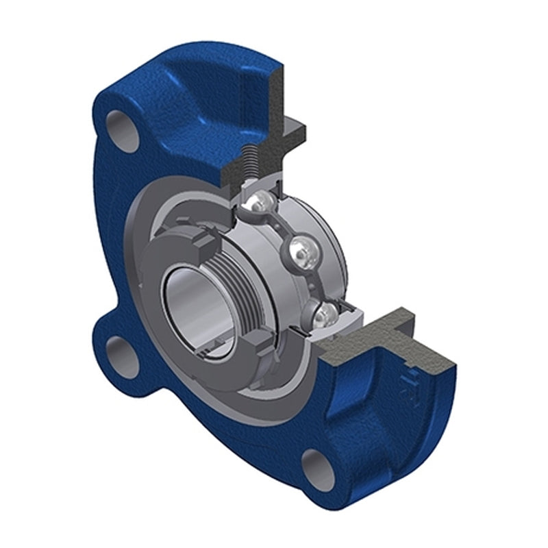 SNR UKFC212HN Metric Four Bolt Cast Iron Round Flanged Housing Insert and Adaptor Sleeve Fits 55mm Shaft - Allow 2-3 Days