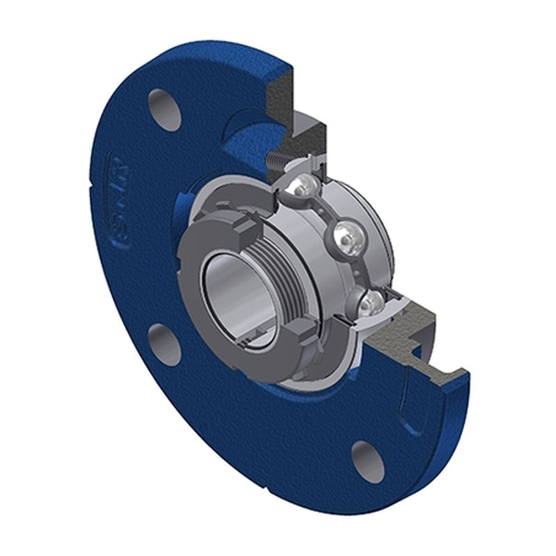 SNR UKFCE206H Metric Four Bolt Cast Iron Round Flanged Housing Insert and Adaptor Sleeve Fits 25mm Shaft - Allow 2-3 Days