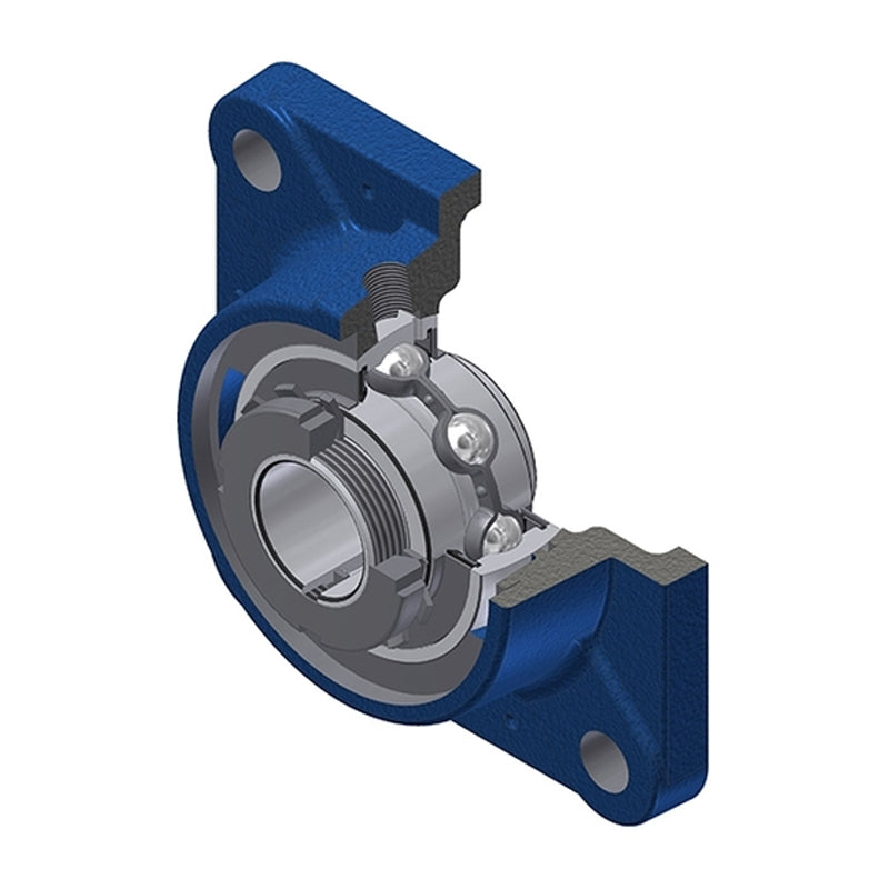 SNR UKFE212HN Metric Four Bolt Square Cast Iron Flange Housing Insert and Adaptor Sleeve Fits 55mm Shaft - Allow 2-3 Days