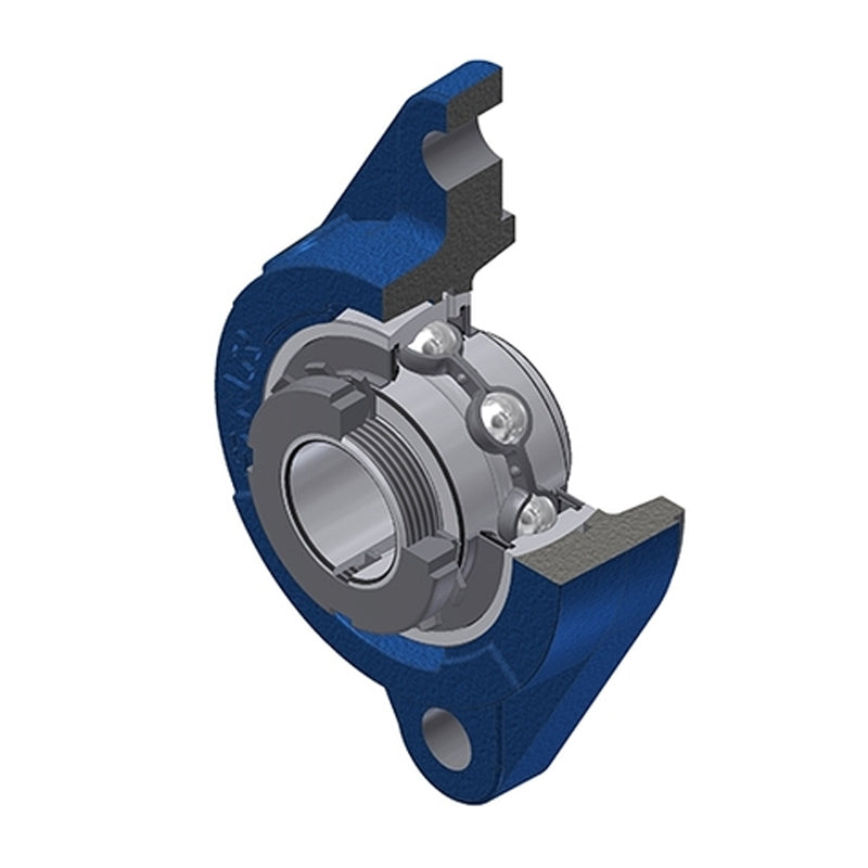SNR UKFLZ206H Metric Two Bolt Cast Iron Oval Housing Insert and Adaptor Sleeve Fits 25mm Shaft - Allow 2-3 Days
