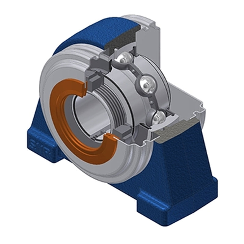 SNR UKPAE205HCO Threaded Base Small Footprint Metric Pillow / Plummer Block Housing with Narrow Steel Plate Cover - Open Version - Insert and Adaptor Sleeve Fits 20mm Shaft - Allow 2-3 Days
