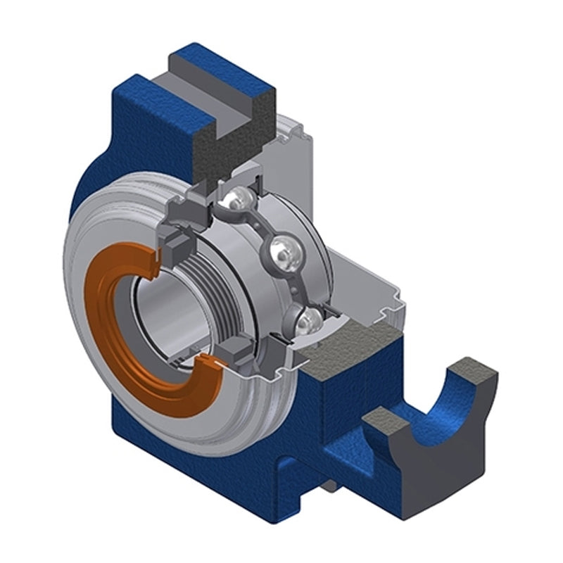 SNR UKT208HCO Metric Cast Iron Take Up Unit Insert with Narrow Steel Plate Cover and Adaptor Sleeve Fits 35mm Shaft - Open Version - Allow 2-3 Days