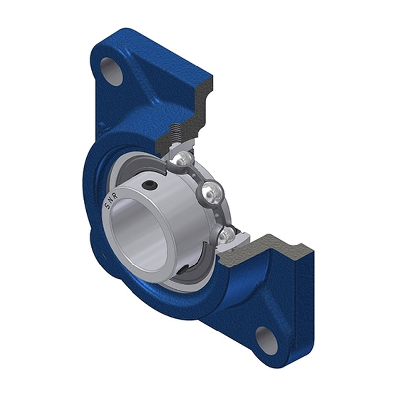 SNR USF205 Metric Four Bolt Square Cast Iron Flange Housing with 25mm Bore Insert