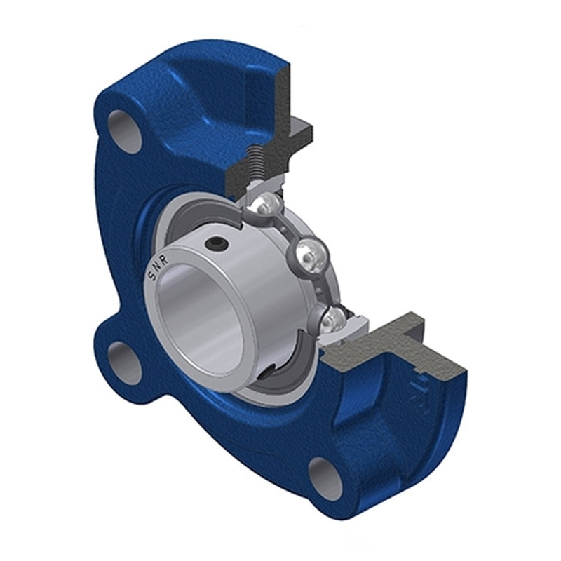 SNR USFC202 Metric Four Bolt Cast Iron Round Flanged Housing with 15mm Insert - Allow 2-3 Days