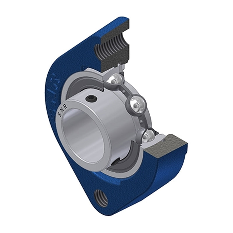 SNR USFD208M12 Metric Two Bolt Oval Cast Iron Flange Housing with 40mm Bore Insert - Allow 2-3 Days