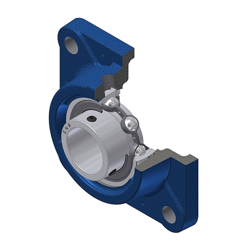 SNR USFE211 Metric Four Bolt Square Cast Iron Flange Housing with 55mm Bore Insert - Allow 2-3 Days