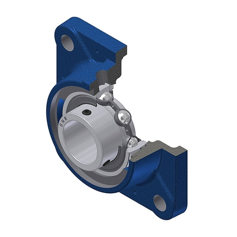SNR USFE202N Metric Four Bolt Square Cast Iron Flange Housing with 15mm Bore Insert - Allow 2-3 Days