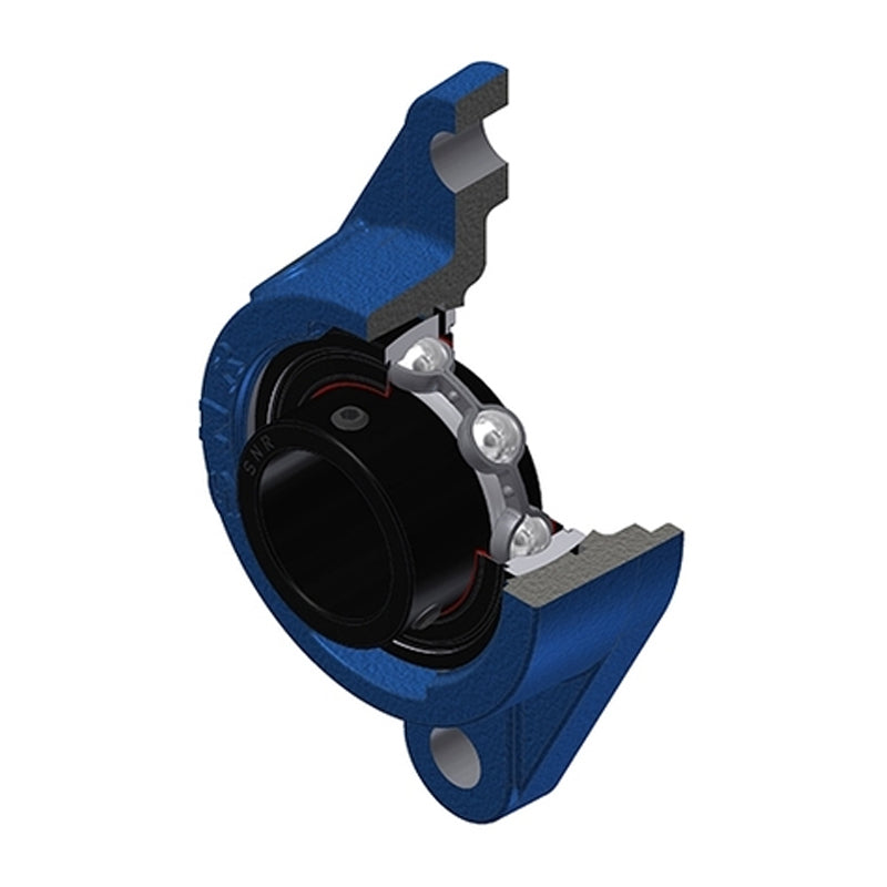 SNR USFLE201T20 Metric Two Bolt Oval Cast Iron Flange Housing with 12mm Bore Insert Wide Temperature Version - Allow 2-3 Days