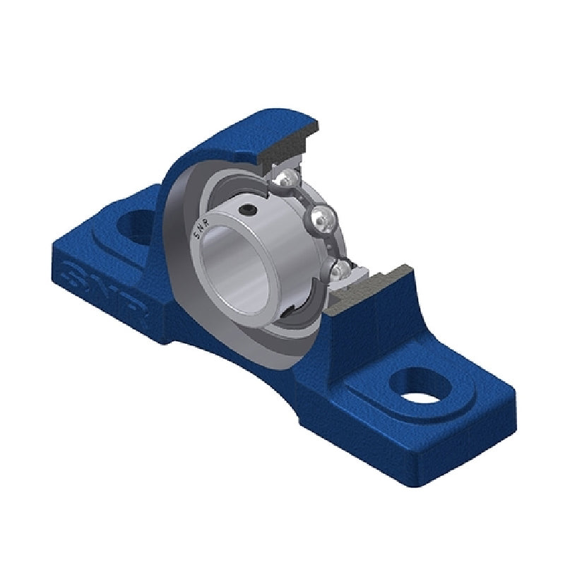 SNR USP203N Metric Cast Iron Two Bolt Pillow / Plummer Block Housing with 17mm Bore Insert - Allow 2-3 Days