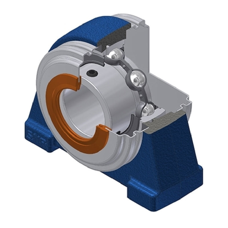SNR USPAE207CC Threaded Base Small Footprint Metric Pillow / Plummer Block Housing Supplied with 35mm Bore Insert with Narrow Steel Plate Cover - Closed Version - Allow 2-3 Days