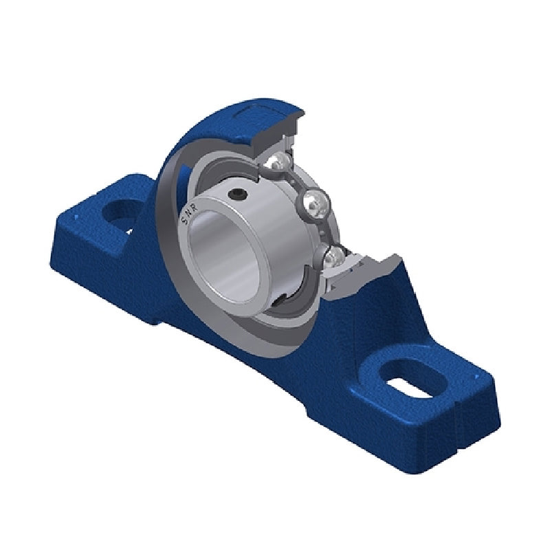 SNR USPE203N Metric Cast Iron Two Bolt Pillow / Plummer Block Housing with 17mm Bore Insert - Allow 2-3 Days