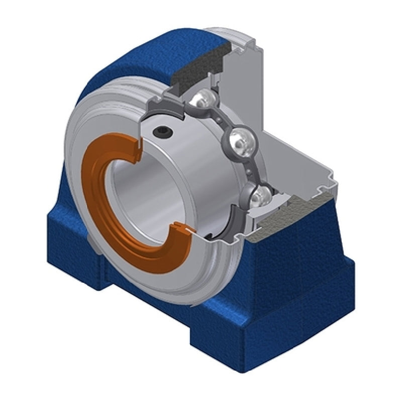 SNR USPG205CO Threaded Base Small Footprint Metric Pillow / Plummer Block Housing with 25mm Bore Insert with Narrow Steel Plate Cover - Open Version - Allow 2-3 Days