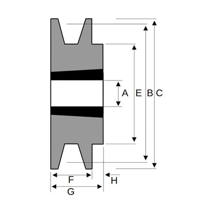 67X1SPA 67mm Pitch Diameter SPA Section Tapered Locking Bush Type Pulley with 1 Groove (Bush not Incl.)
