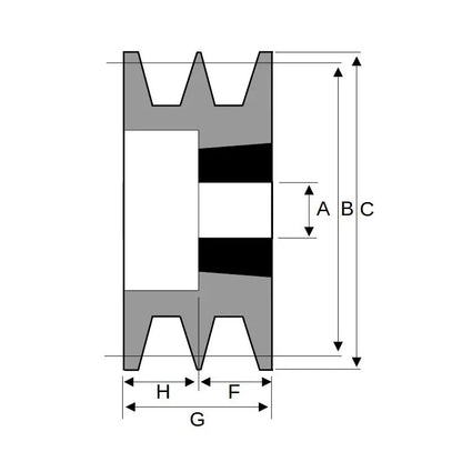 140X2SPA 140mm Pitch Diameter SPA Section Tapered Locking Bush Type Pulley with 2 Grooves (Bush not Incl.)