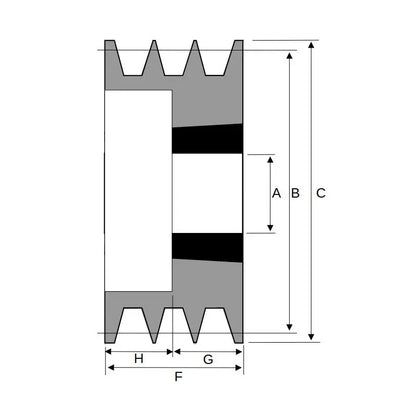 160X3SPA 160mm Pitch Diameter SPA Section Tapered Locking Bush Type Pulley with 3 Grooves (Bush not Incl.)