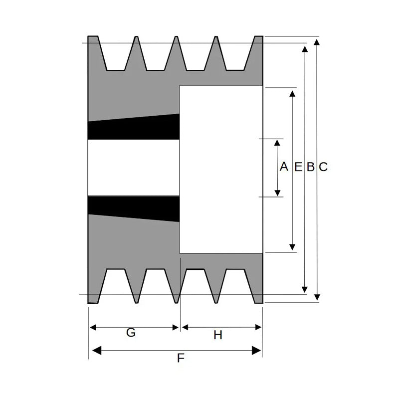 150X4SPA 150mm Pitch Diameter SPA Section Tapered Locking Bush Type Pulley with 4 Grooves (Bush not Incl.)