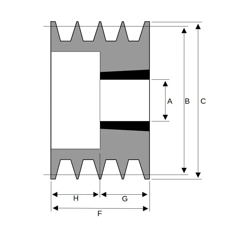106X4SPA 106mm Pitch Diameter SPA Section Tapered Locking Bush Type Pulley with 4 Grooves (Bush not Incl.)