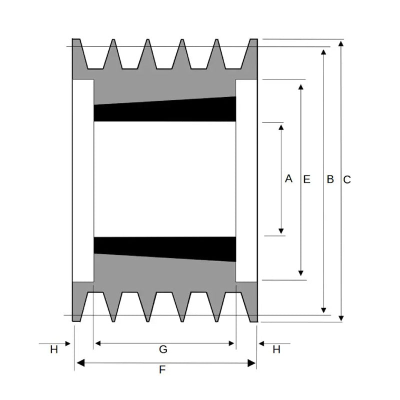 170X5SPA 170mm Pitch Diameter SPA Section Tapered Locking Bush Type Pulley with 5 Grooves (Bush not Incl.)