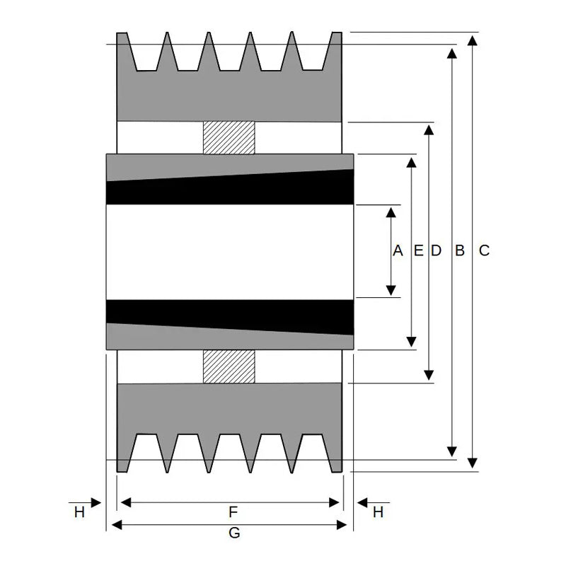 PowerDrive 355X5SPA 355mm Pitch Diameter SPA Section Tapered Locking Bush Type Pulley with 5 Grooves (Bush not Incl.) - Allow 2-3 Days