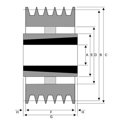 PowerDrive 315X5SPA 315mm Pitch Diameter SPA Section Tapered Locking Bush Type Pulley with 5 Grooves (Bush not Incl.) - Allow 2-3 Days