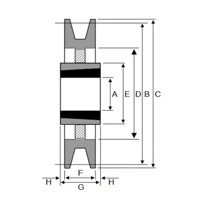 200X1SPB 200mm Pitch Diameter SPB Section Tapered Locking Bush Type Pulley with 1 Groove (Bush not Incl.)