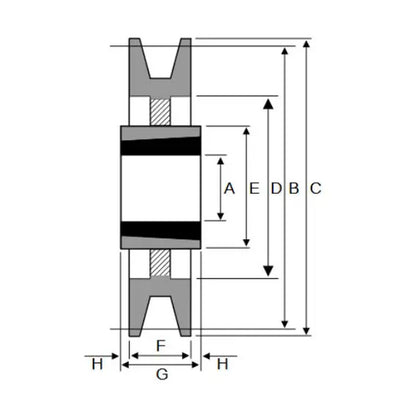 300X1SPB 300mm Pitch Diameter SPB Section Tapered Locking Bush Type Pulley with 1 Groove (Bush not Incl.)