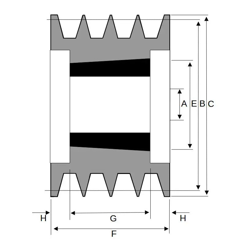 224X4SPB 224mm Pitch Diameter SPB Section Tapered Locking Bush Type Pulley with 4 Grooves (Bush not Incl.)