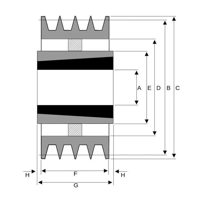 335X4SPB 335mm Pitch Diameter SPB Section Tapered Locking Bush Type Pulley with 4 Grooves (Bush not Incl.)