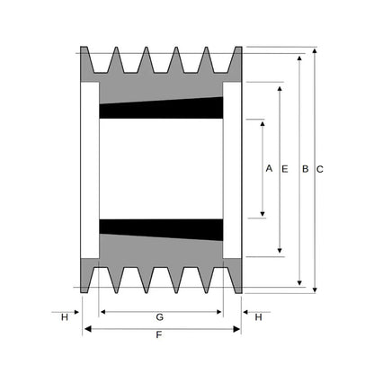 PowerDrive 212X5SPB 212mm Pitch Diameter SPB Section Tapered Locking Bush Type Pulley with 5 Grooves (Bush not Incl.) - Allow 2-3 Days
