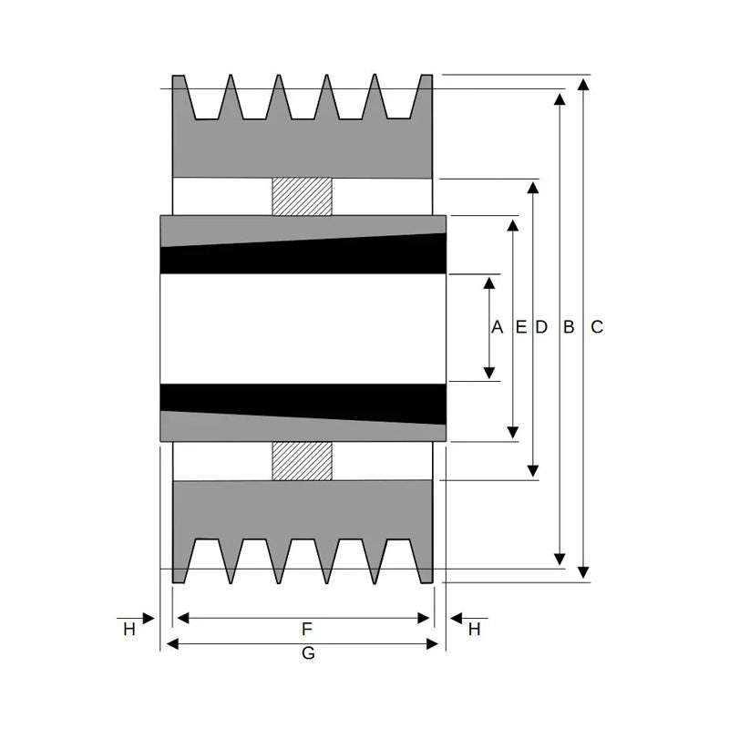 PowerDrive 1000X5SPB 1000mm Pitch Diameter SPB Section Tapered Locking Bush Type Pulley with 5 Grooves (Bush not Incl.) - Allow 2-3 Days