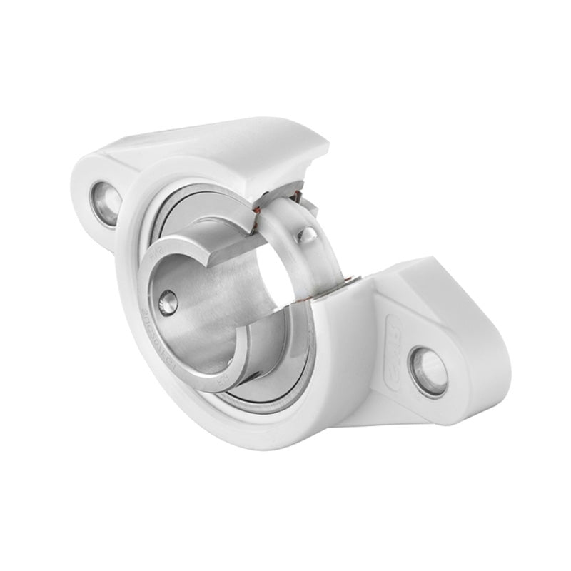 SSLFLPL202 Metric Thermo Plastic Two Bolt Oval Flange Housing with 15mm Bore Stainless Insert